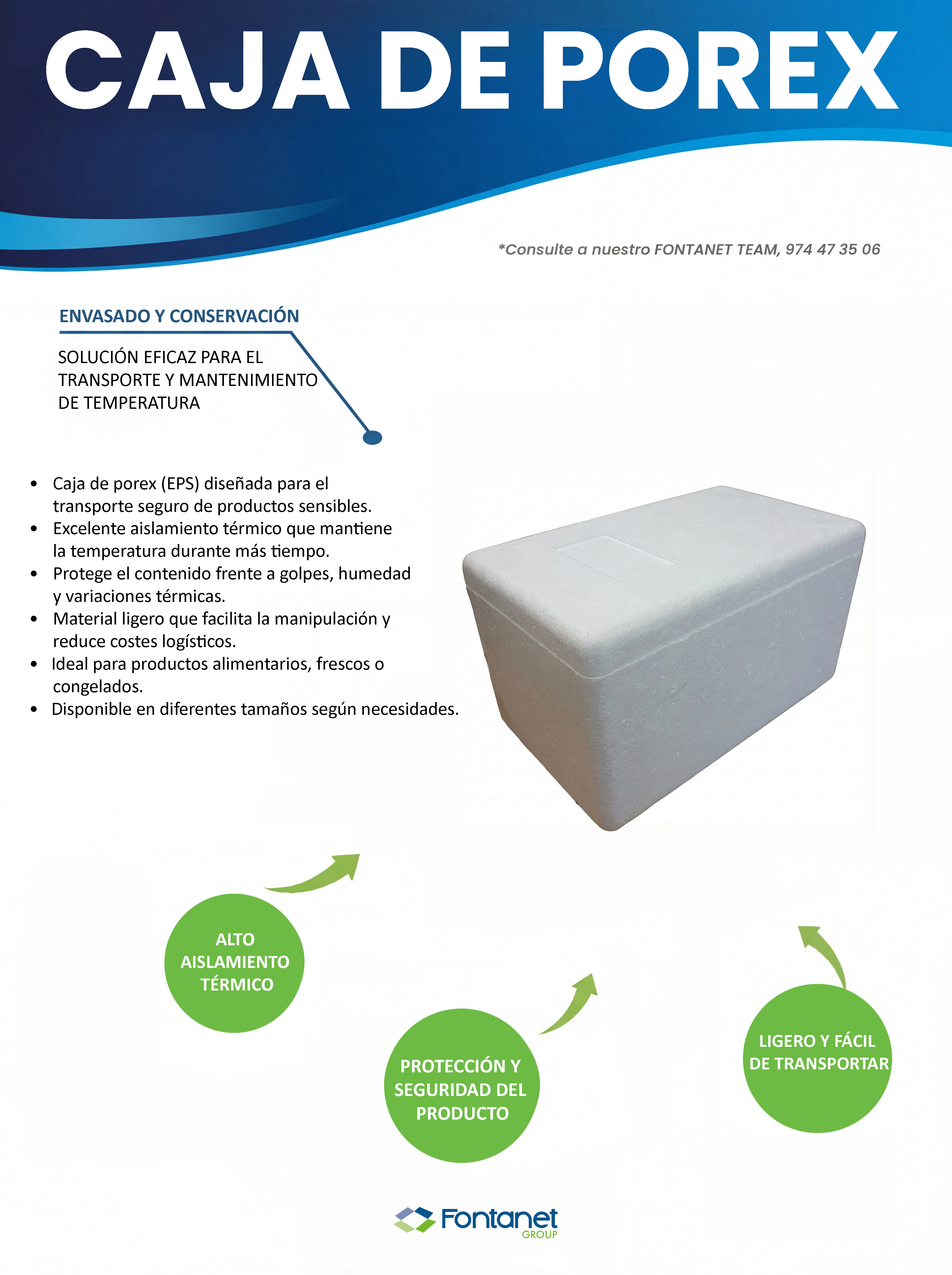 Caja de Porex - Burbuja, foam y materiales de acolchado para e-commerce y paqueteros | Fontanet Group